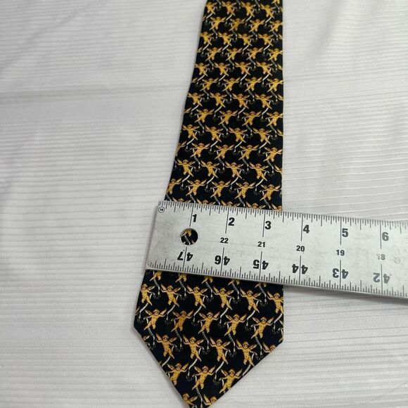 CHANEL PARIS Classic Luxury Black Cherub Angel Necktie 100% Silk Made in Italy - Picture 9 of 9